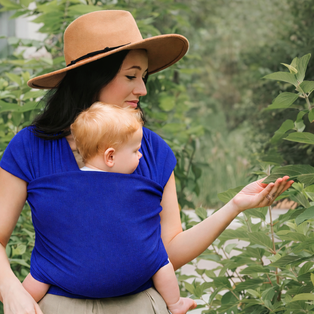 Ergonomikus babahordozó újszülötteknek – állítható, kéz nélküli használat, kék (BBM) 5