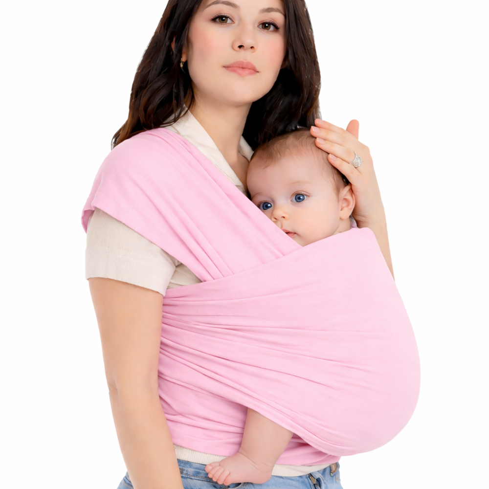 Ergonomikus babahordozó újszülötteknek – állítható, kéz nélküli használat, rózsaszín (BBM) 1