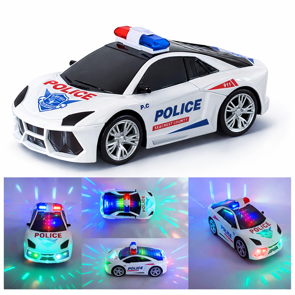 FlashCop interaktív rendőrautó – LED fényes, szirénás játék autó gyerekeknek, 18×9×7 cm (BBJ) 5