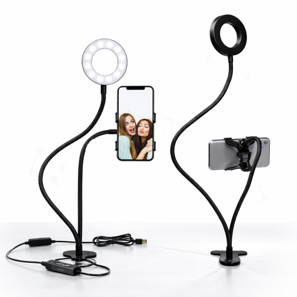 FlexiGlow Pro rugalmas kamera kar LED körlámpával – telefontartós selfie és livestream állvány TikTokhoz és videózáshoz 1