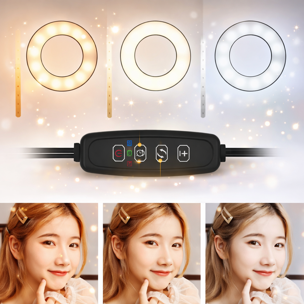 FlexiGlow Pro rugalmas kamera kar LED körlámpával – telefontartós selfie és livestream állvány TikTokhoz és videózáshoz 3