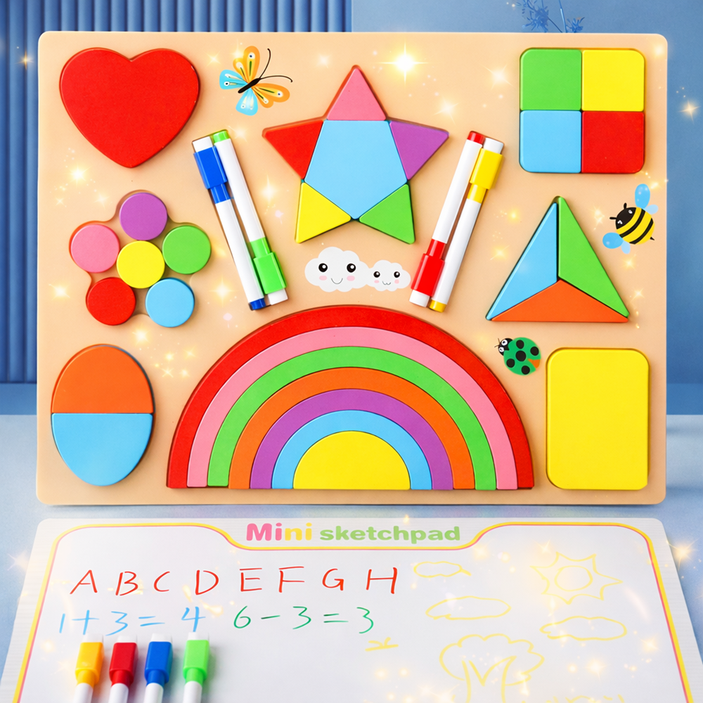 GeoPlay fa Montessori fejlesztő tábla – geometriai formák és színek tanulása, kirakó gyerekeknek 4