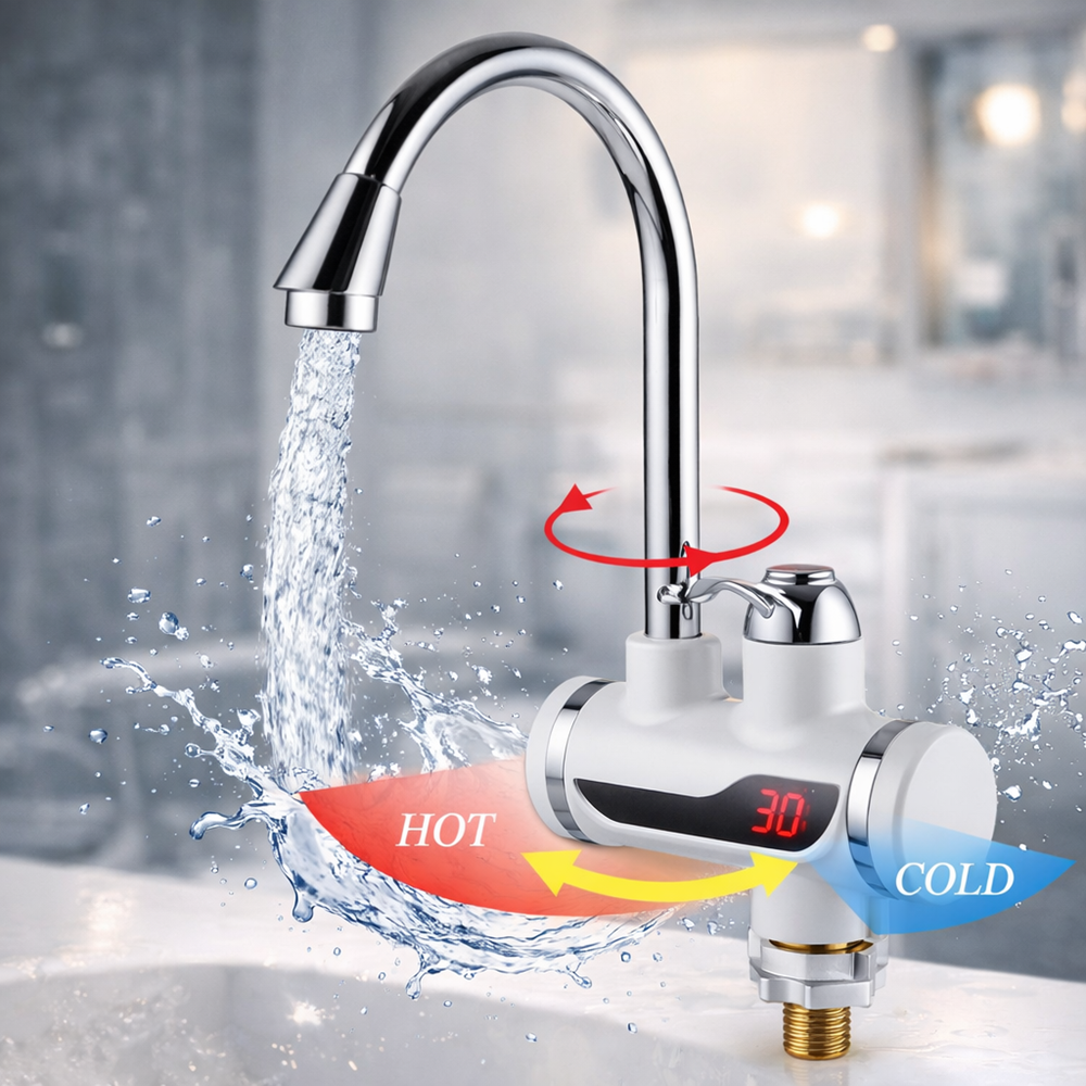 Hayami KL25-100 azonnali elektromos vízmelegítős csaptelep – instant átfolyós vízmelegítő csap konyhába és fürdőszobába (BBV) 4