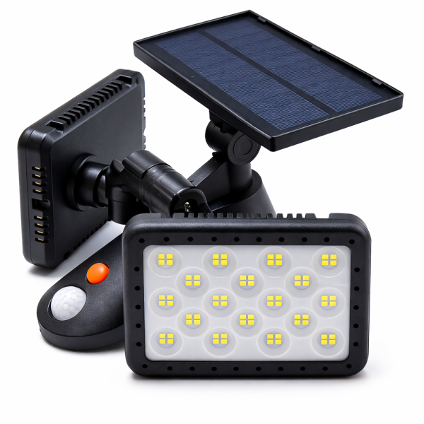 HelioCore W770A napelemes kültéri LED lámpa – PIR mozgásérzékelős, CDS szenzorral, forgatható LED panelekkel 1