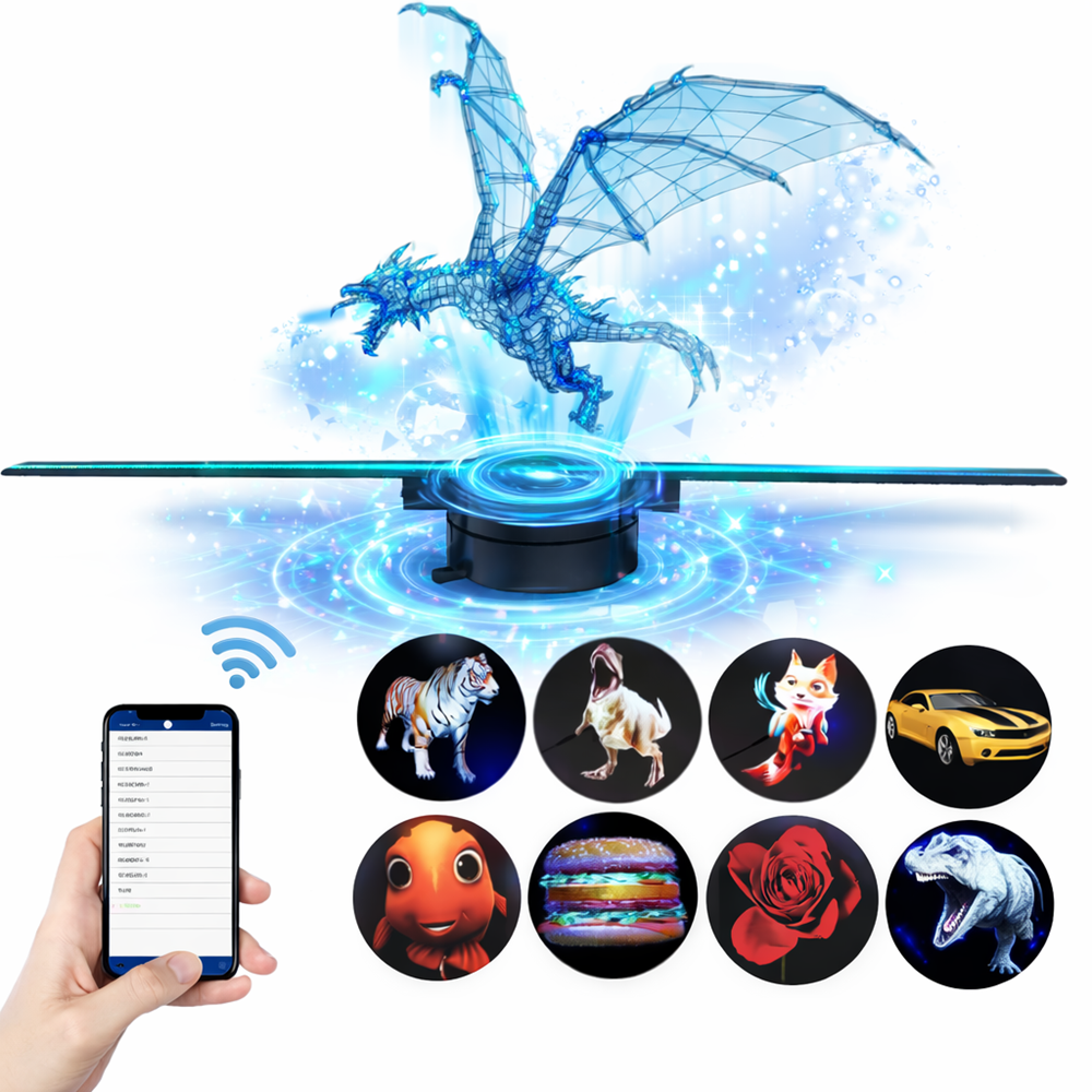 Holografikus 3D LED ventilátor kijelző 42 cm – HD hologram kivetítő telefonos applikációval és távirányítóval (BBD) 3