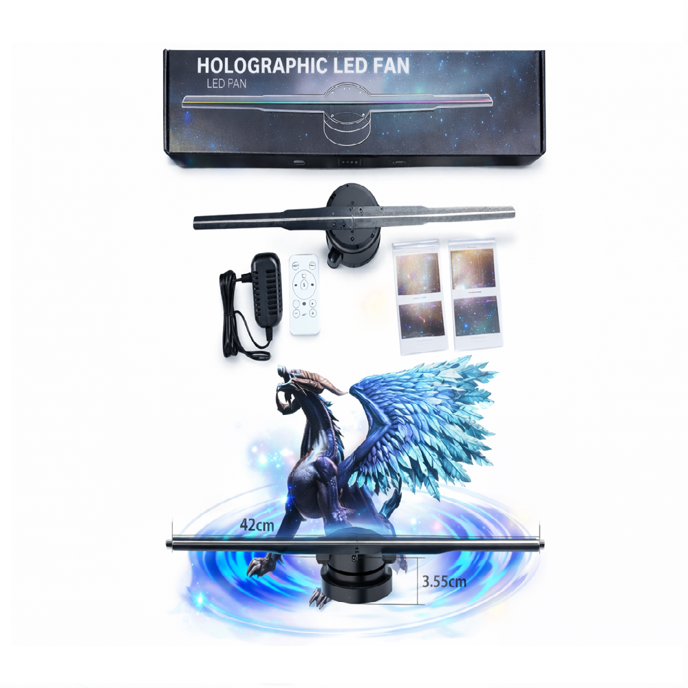 Holografikus 3D LED ventilátor kijelző 42 cm – HD hologram kivetítő telefonos applikációval és távirányítóval (BBD) 6