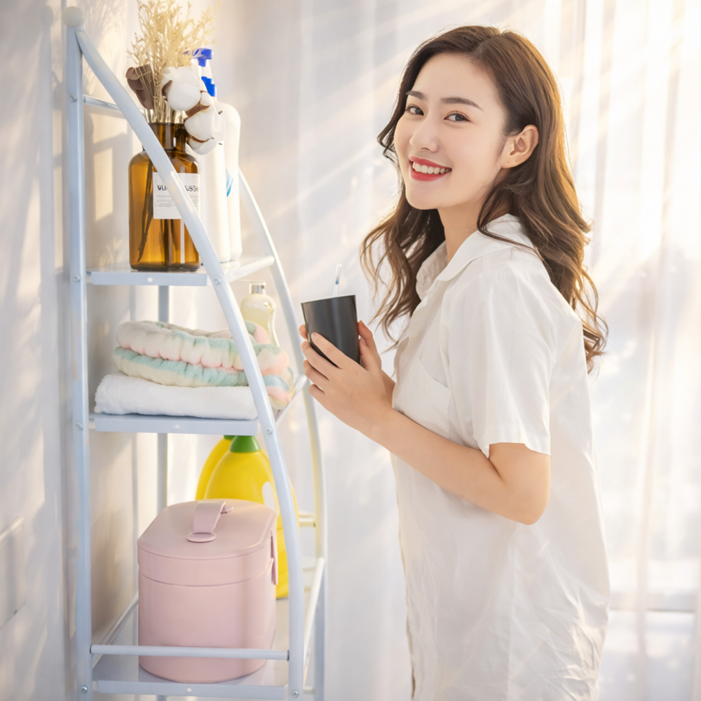 HomeNest mosógép fölé helyezhető tárolópolc – 3 polcos fürdőszobai és mosókonyhai állvány, fehér 68×25×166 cm (BBV) 2