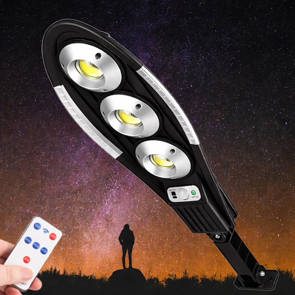 Jortan 150W COB napelemes LED utcai lámpa – 90 LED mozgásérzékelős, távirányítós kültéri biztonsági reflektor IP65, 6500K 2