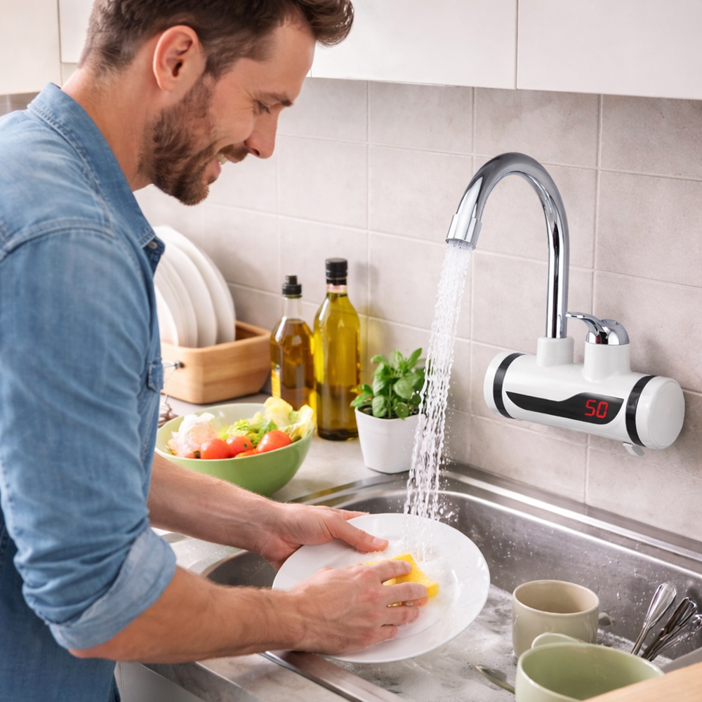 Kaski KL25-101 fali elektromos vízmelegítős csaptelep LCD kijelzővel – instant átfolyós melegvíz csap (BBV) 3