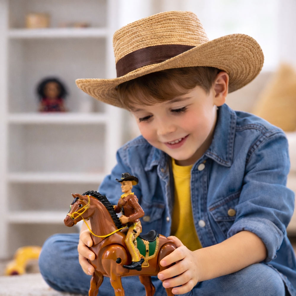 Kevin a Cowboy western lovas akciófigura – lovon ülő cowboy játék gyerekeknek 18×16×6 cm (BBJ) 2