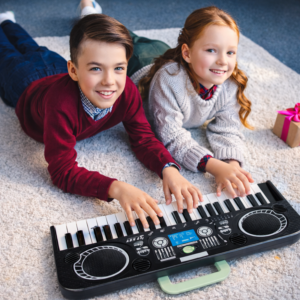 KeyVibe gyerek elektromos orgona mikrofonnal – zenei billentyűs játék, hangerőszabályzó, demo dalok, fekete (BBJ) 2