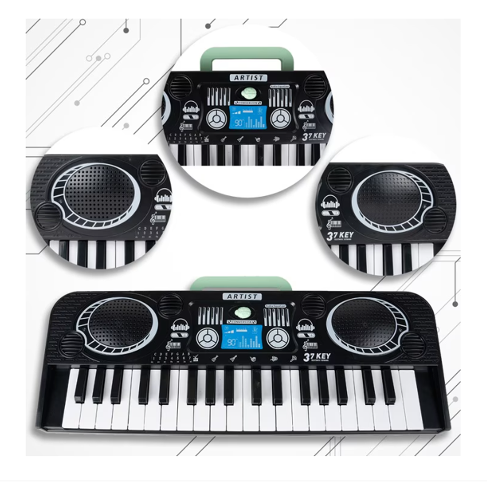 KeyVibe gyerek elektromos orgona mikrofonnal – zenei billentyűs játék, hangerőszabályzó, demo dalok, fekete (BBJ) 5