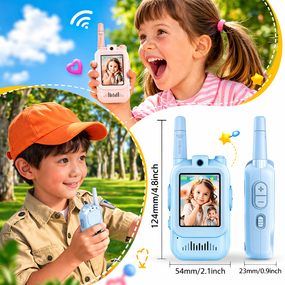 KidConnect videós walkie-talkie gyerekeknek – 2 db-os gyermek adóvevő szett kamerával és kijelzővel 3