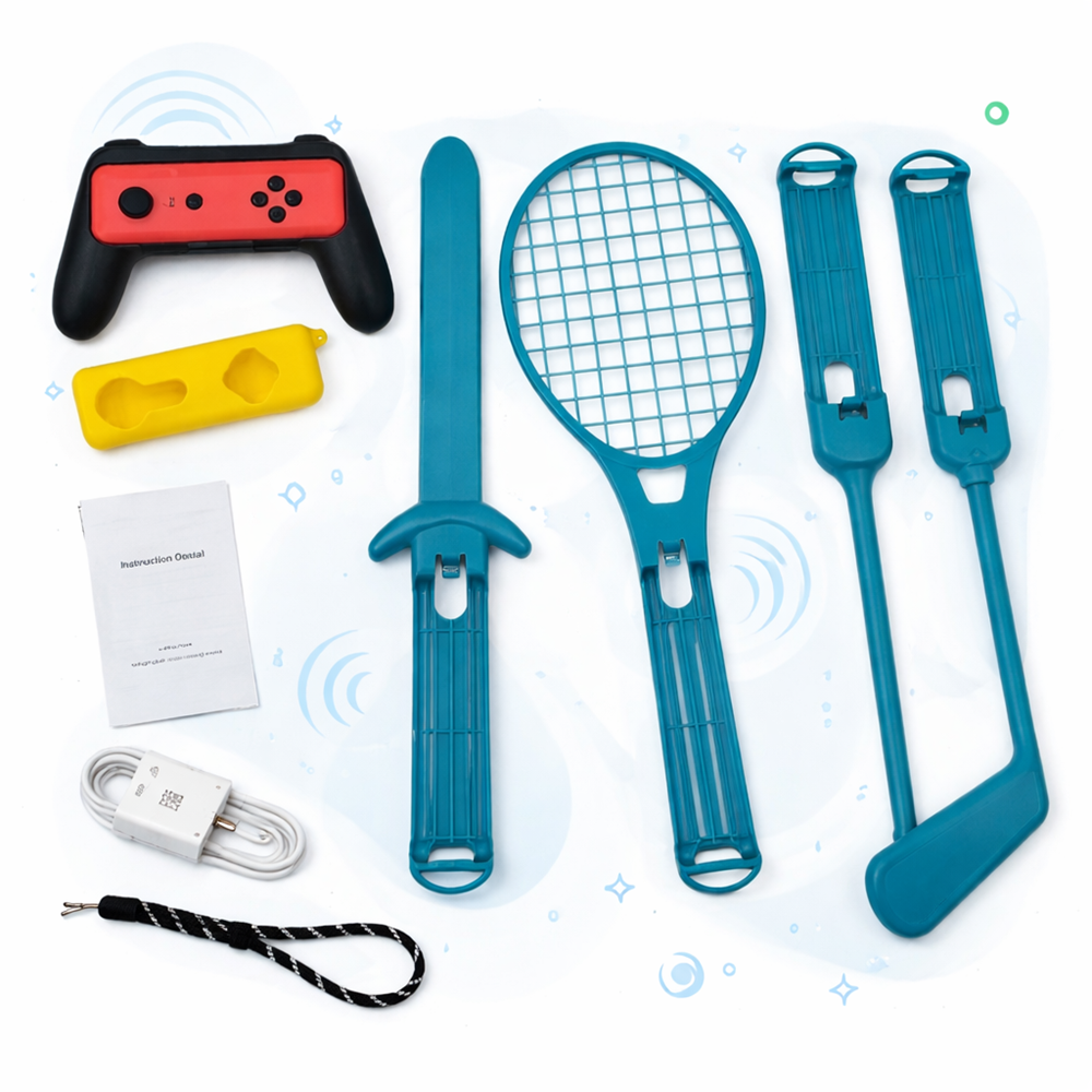 L05-K mozgásérzékelős játékvezérlő sport kiegészítő szettel – interaktív sport játék kontroller gyerekeknek (kék) (BBV) 4