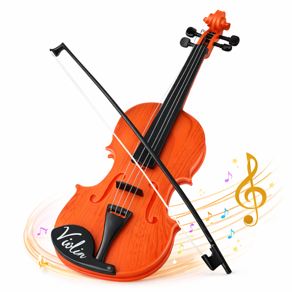 LittleMaestro gyerek játék hegedű vonóval – 4 húros klasszikus játék hangszer gyerekeknek 42 cm (BBJ) 1