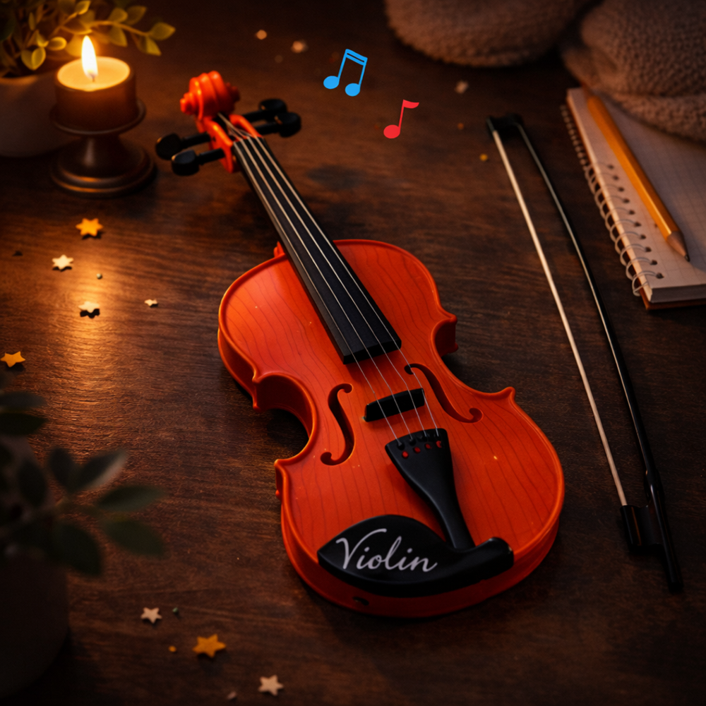 LittleMaestro gyerek játék hegedű vonóval – 4 húros klasszikus játék hangszer gyerekeknek 42 cm (BBJ) 4