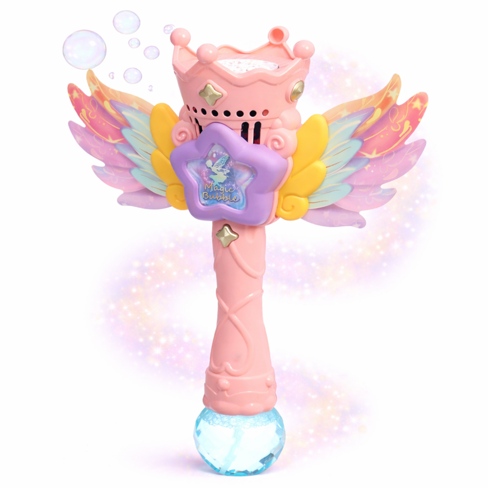 Magic Bubble tündér buborékfújó – LED-es világító buboréklövő pálca gyerekeknek, automata működéssel rózsaszín (BBJ) 1
