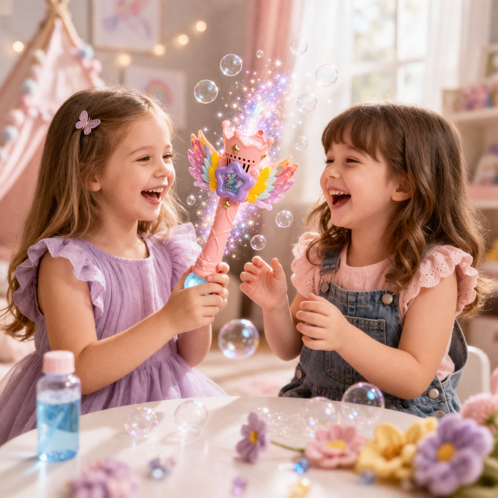 Magic Bubble tündér buborékfújó – LED-es világító buboréklövő pálca gyerekeknek, automata működéssel rózsaszín (BBJ) 5