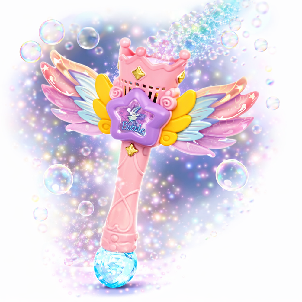 Magic Bubble tündér buborékfújó – LED-es világító buboréklövő pálca gyerekeknek, automata működéssel rózsaszín (BBJ) 6