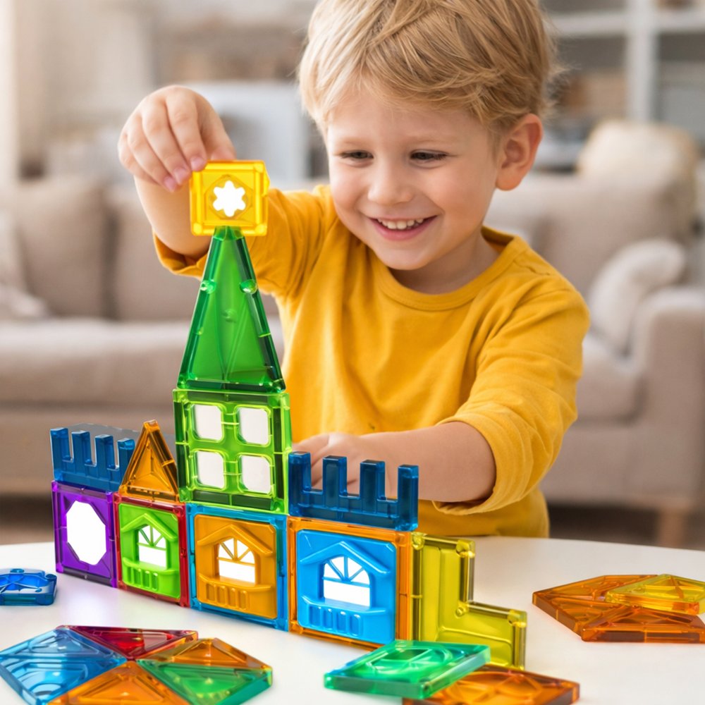 Mágneses építőkészlet gyerekeknek – 120 darabos kreatív építőjáték M012 (BBJ) 4