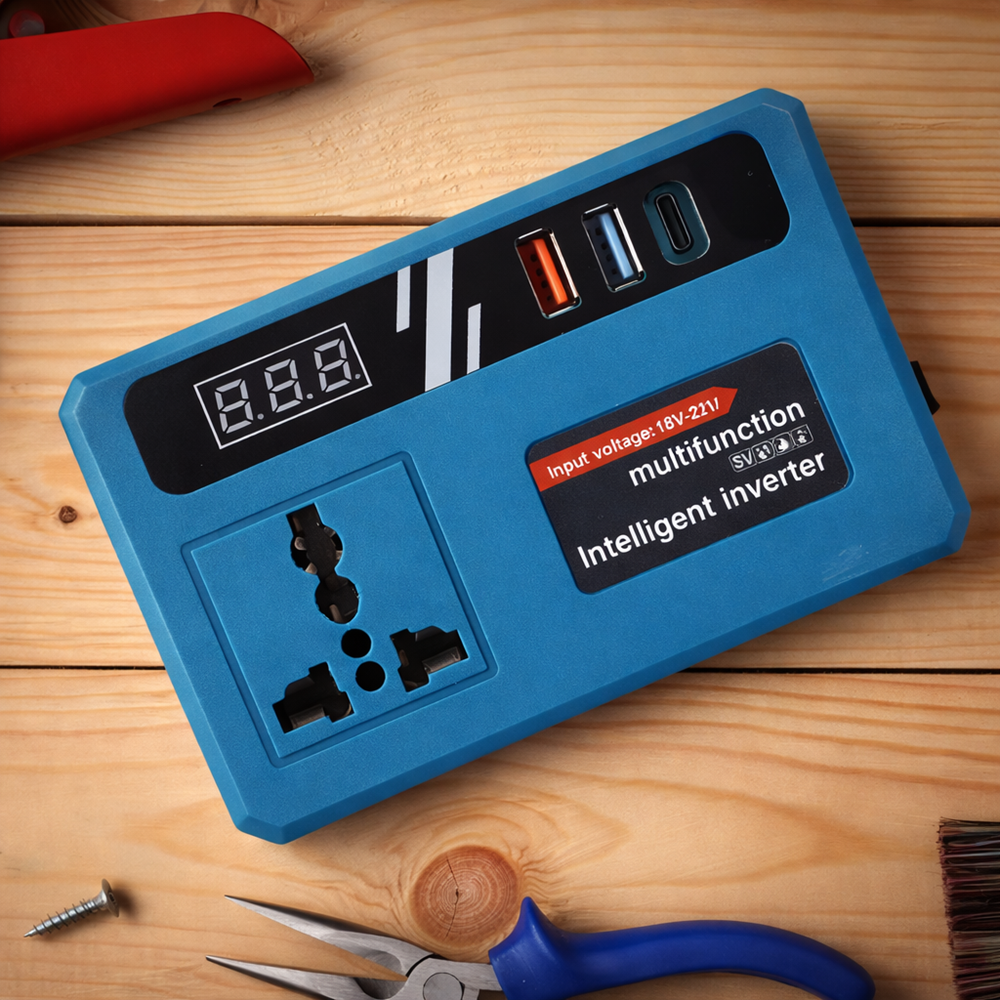 Makita akkumulátor inverter 120W – 18-21V DC 220V AC feszültségátalakító dupla USB porttal 3