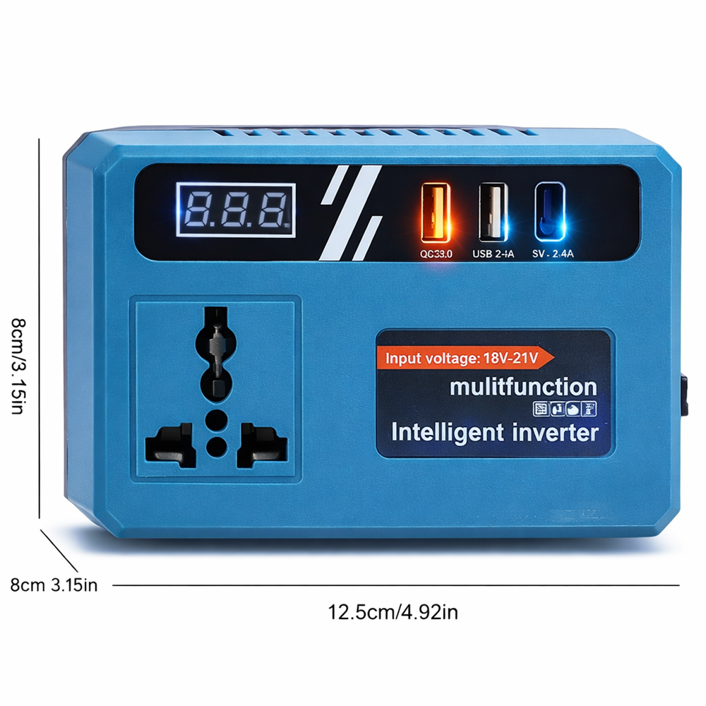 Makita akkumulátor inverter 120W – 18-21V DC 220V AC feszültségátalakító dupla USB porttal 4