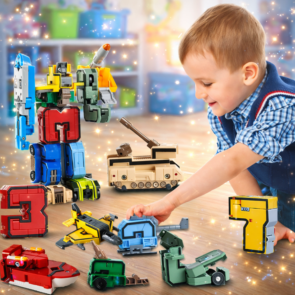 NumberBots átalakítható számrobot készlet – számokból összeépíthető transformer játék gyerekeknek (BBJ) 2