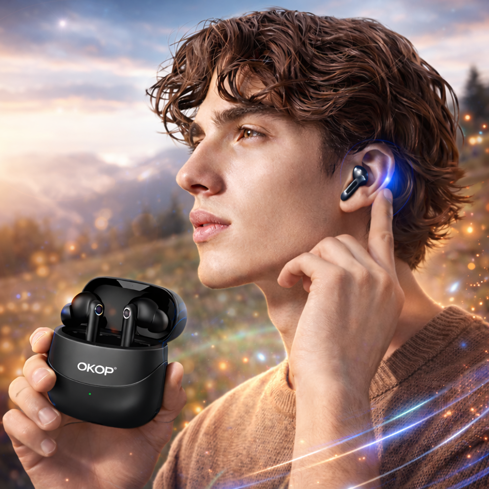 OKOP KP-209 True Wireless Bluetooth 5.4 fülhallgató – vezeték nélküli TWS headset töltőtokkal, stabil kapcsolat és modern hangzás (BBD) 2