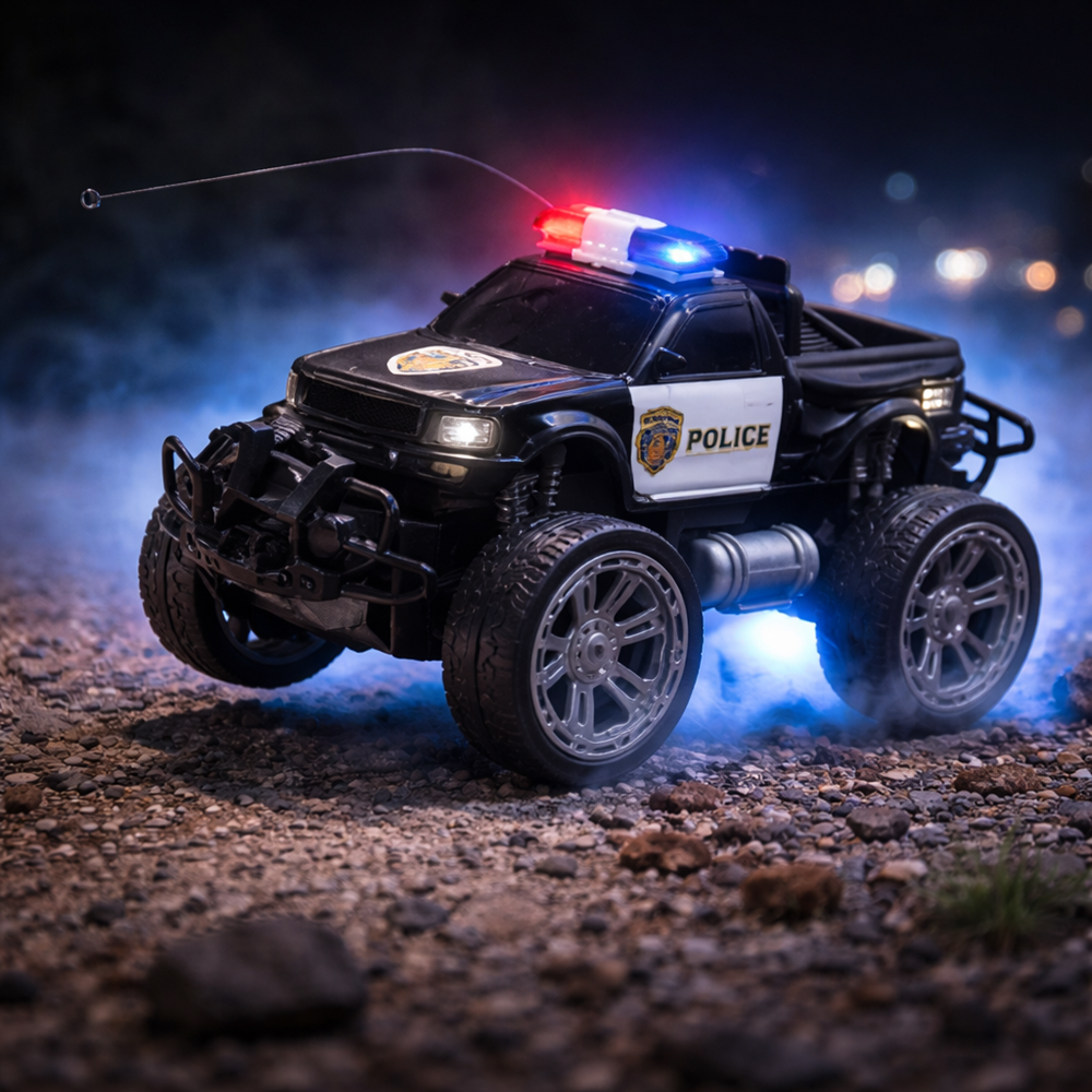 PoliceRover távirányítós rendőr terepjáró – LED világító RC autó gyerekeknek, off-road játék (BBJ) 5