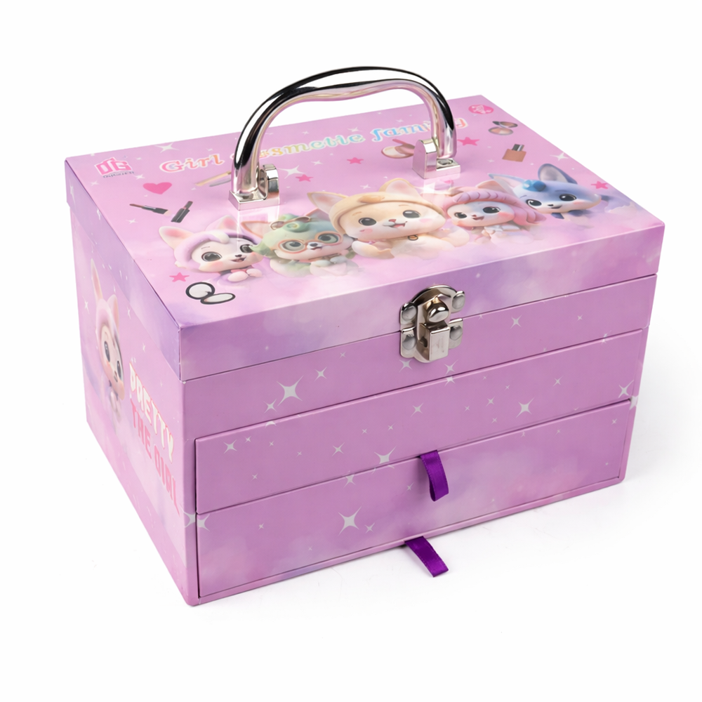 PrincessGlow Beauty Studio gyerek sminkkészlet – többfiókos kozmetikai sminkdoboz tükörrel kislányoknak (BBJ) 5