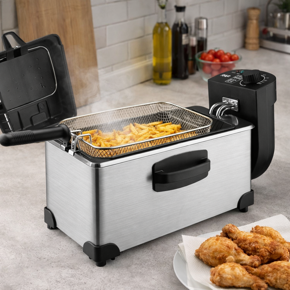 RAF 3 literes elektromos fritőz – 2000W olajsütő rántott ételekhez (BBV) 2