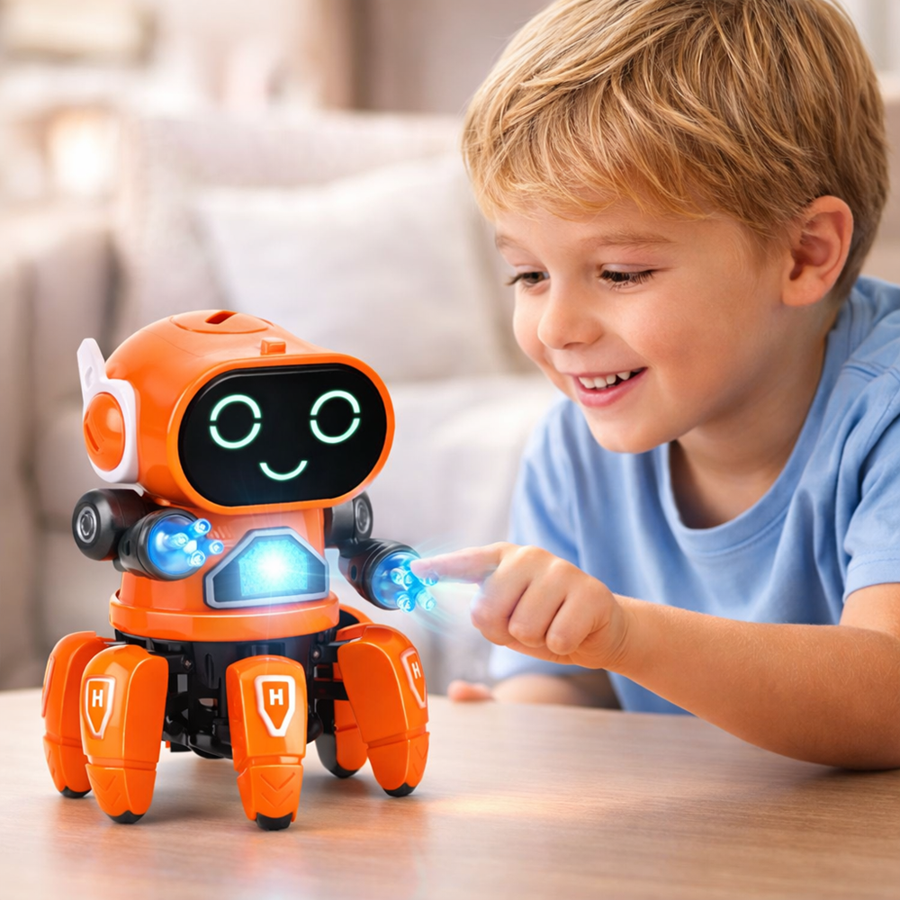 RoboZümi interaktív világító robot – LED-es mozgó játék robot gyerekeknek, fényeffektusokkal (BBJ) 2