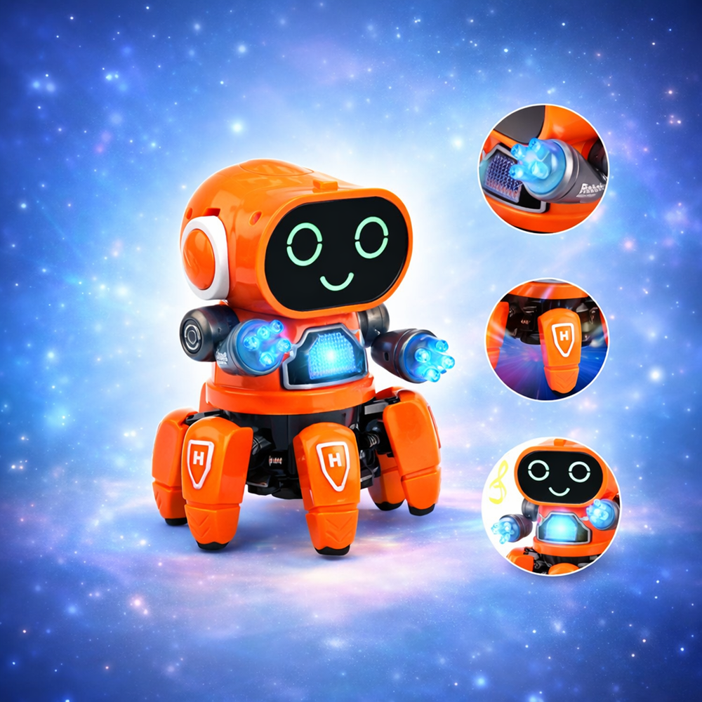 RoboZümi interaktív világító robot – LED-es mozgó játék robot gyerekeknek, fényeffektusokkal (BBJ) 4