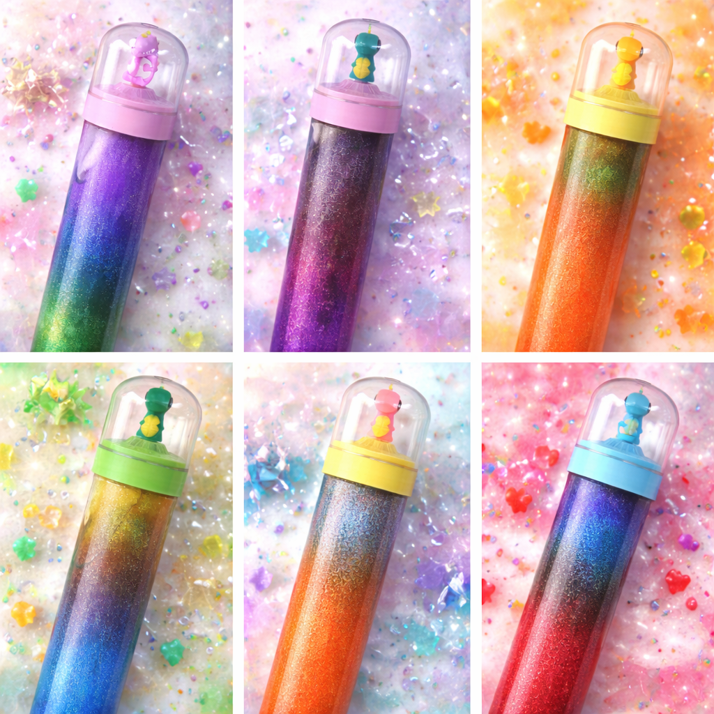 Slimé dinoszauruszos glitter slime játék – színes slime dínó figurával, kreatív slime gyerekeknek 4