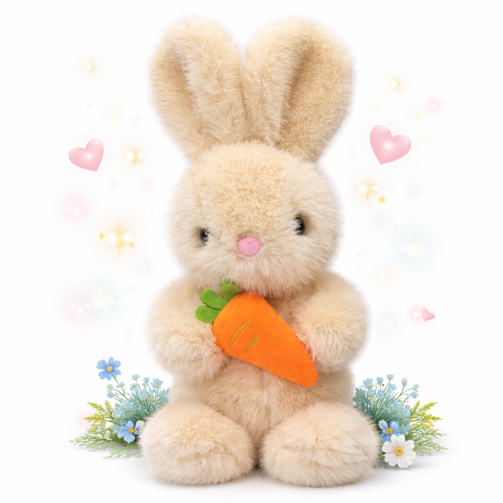 SnuggleBunny plüss nyuszi répával – puha plüss nyuszi játék gyerekeknek, húsvéti ajándék (BBJ) 1