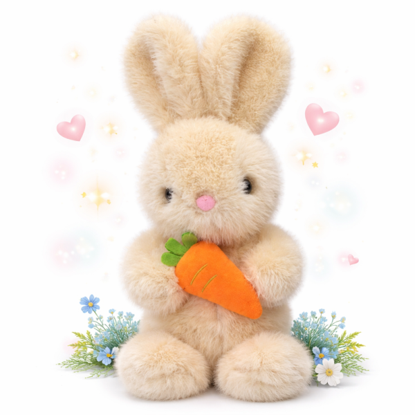SnuggleBunny plüss nyuszi répával – puha plüss nyuszi játék gyerekeknek, húsvéti ajándék (BBJ) 1