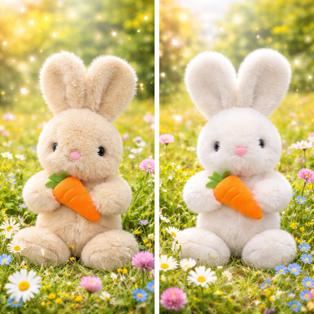 SnuggleBunny plüss nyuszi répával – puha plüss nyuszi játék gyerekeknek, húsvéti ajándék (BBJ) 4