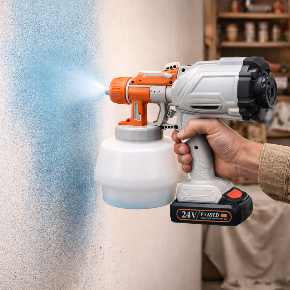 SprayMaster 24V akkus festékszóró pisztoly – vezeték nélküli elektromos festékszóró falfestéshez és bútorfestéshez (FX) 2