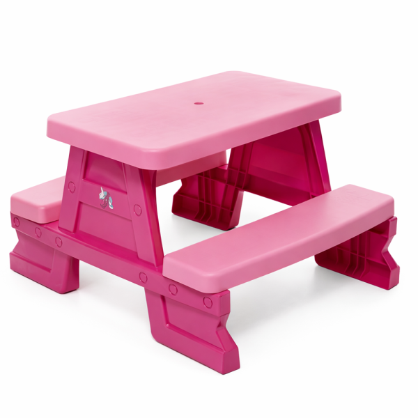 Színes gyermek kerti pad és asztal szett – tartós műanyag 70 x 79 x 47 cm, pink (BBJ) 1