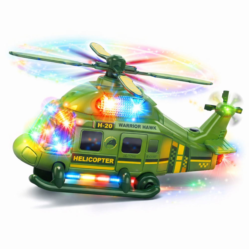ThunderChop katonai helikopter – LED-es játék helikopter fényeffektusokkal, forgó rotorral gyerekeknek (BBJ) 1