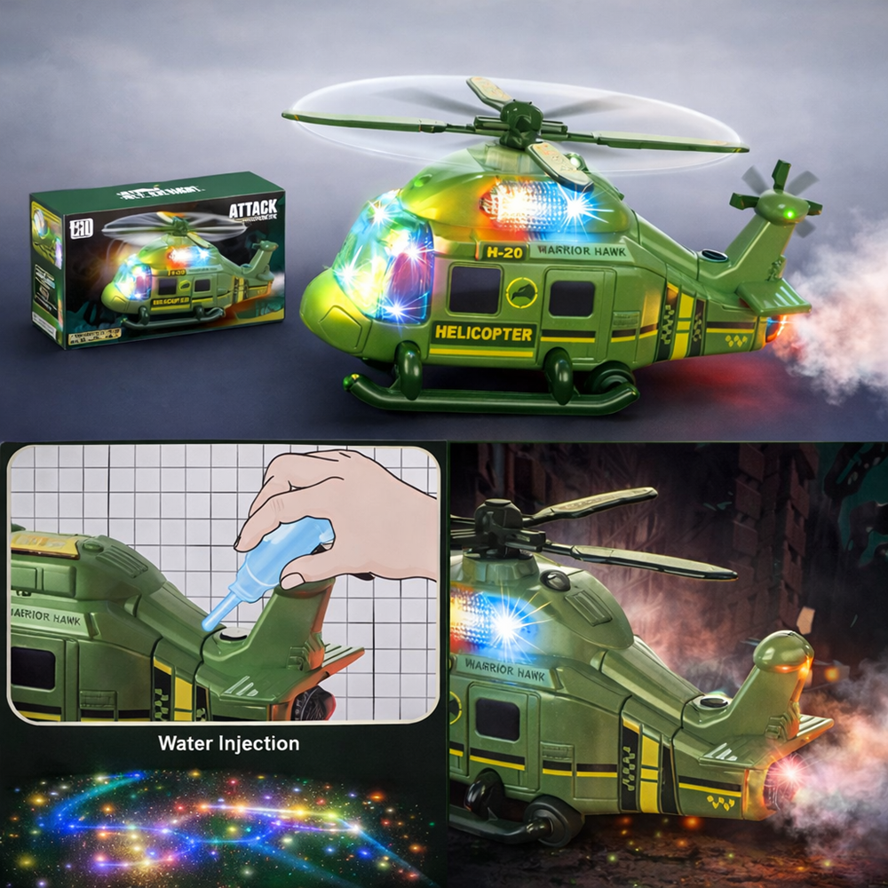 ThunderChop katonai helikopter – LED-es játék helikopter fényeffektusokkal, forgó rotorral gyerekeknek (BBJ) 3