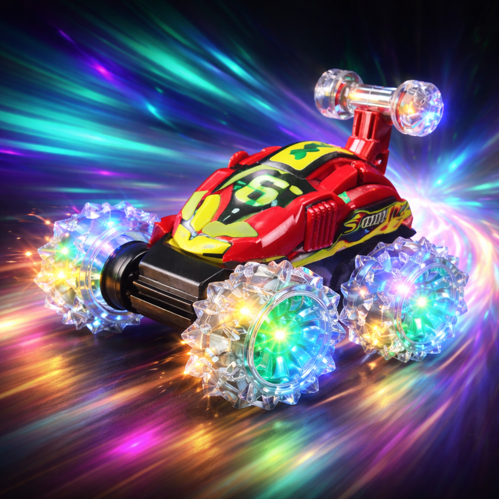 TurboTwist 360 RC kaszkadőr autó – LED világító kerekek, 360° pörgő stunt távirányítós játék autó gyerekeknek (BBJ) 3