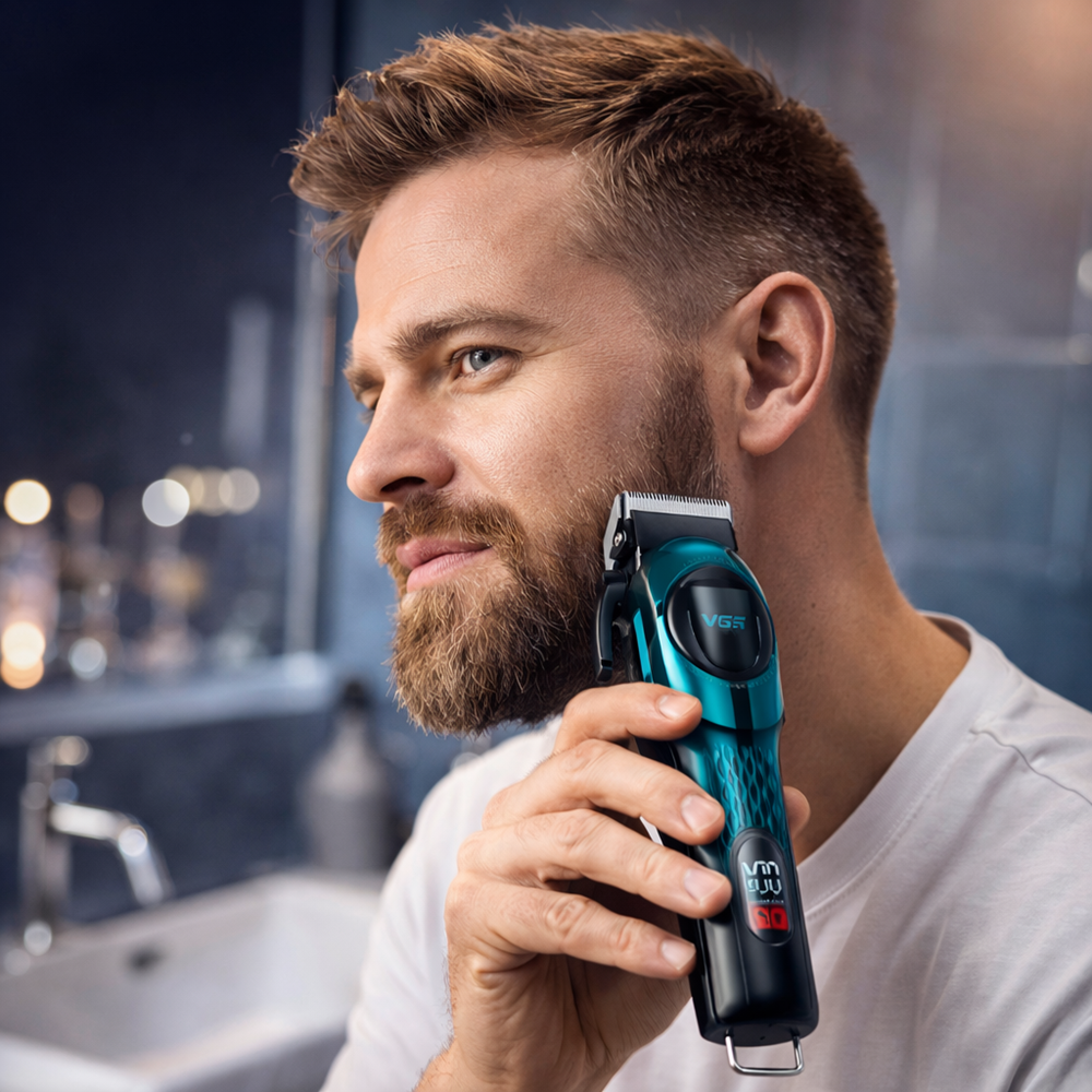 VGR V-166 professzionális akkus hajvágó – vezeték nélküli haj- és szakállvágó LED kijelzővel, rozsdamentes acél pengékkel, türkiz (BBD) 2
