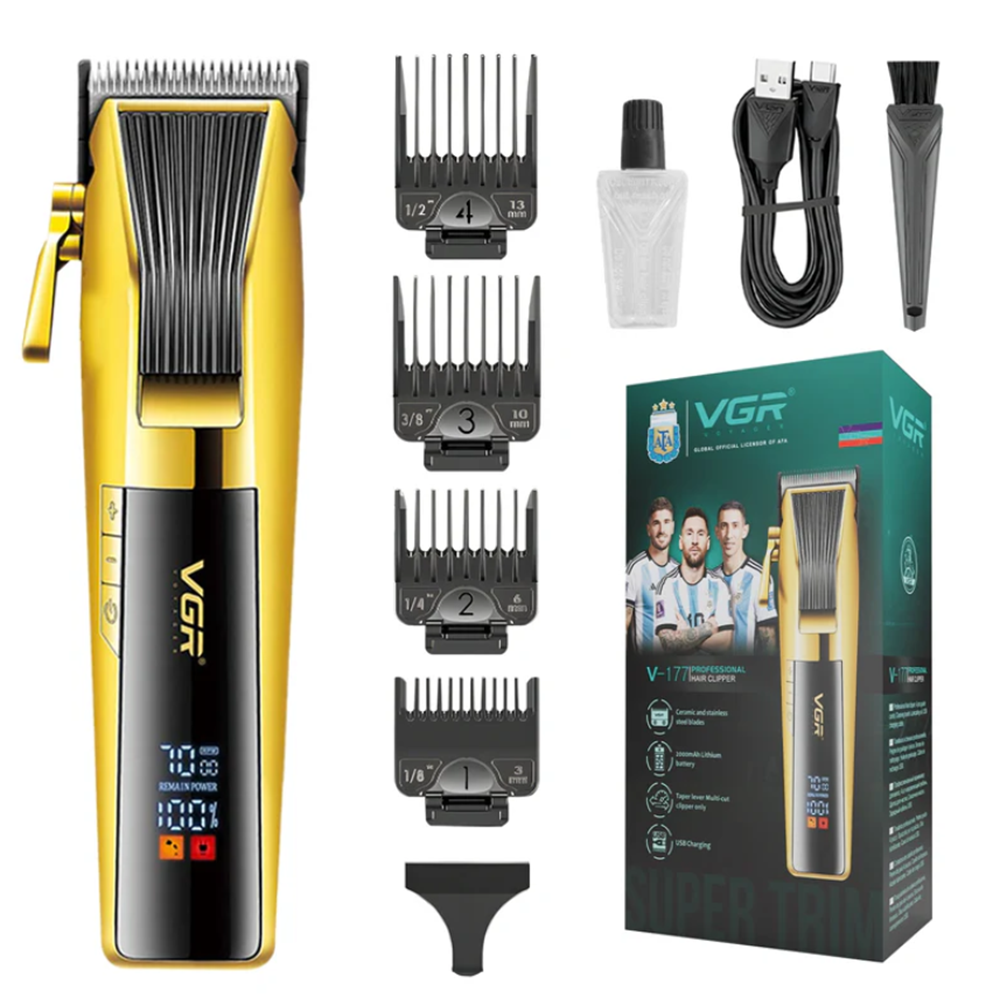 VGR V-177 professzionális akkus hajvágógép – vezeték nélküli borbély hajnyíró férfi haj- és szakállvágáshoz, precíz fodrász hajvágó (BBD) 5