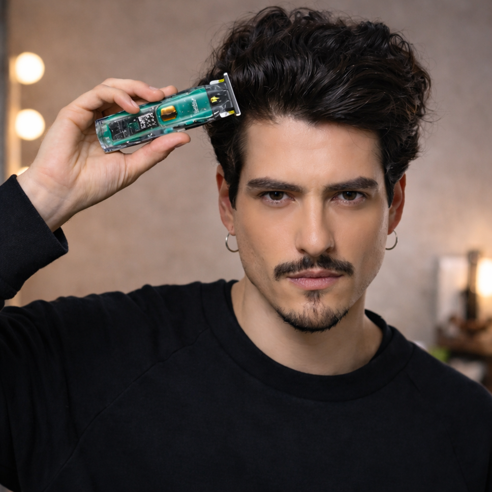 VGR V-961 prémium akkus haj- és szakállvágó – vezeték nélküli trimmer 4 vezetőfésű 1357 mm – digitális kijelzővel, átlátszó dizájn (BBD) 2 (2)