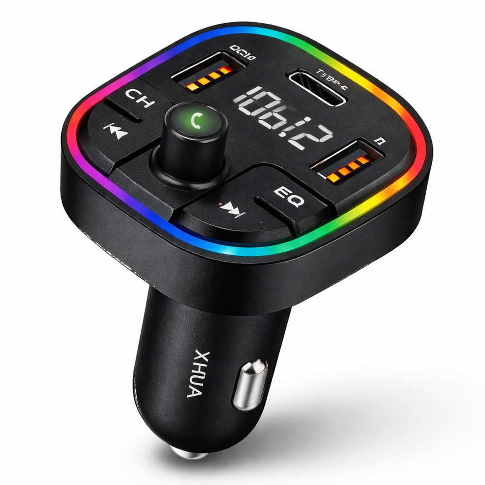 XHUA C6A Autós Bluetooth FM Transzmitter és MP3 Lejátszó – USB Gyorstöltő, Kihangosító, LED Kijelző (BBV) 1