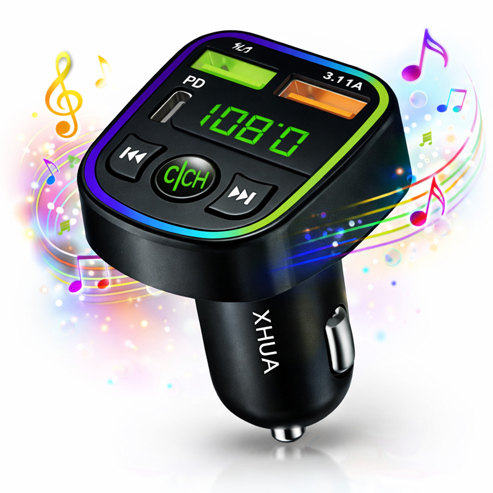 XHUA KOS-21 autós MP3 lejátszó – 3A Type-C FM transmitter, Bluetooth, USB töltő 12–24V (BBD) 1