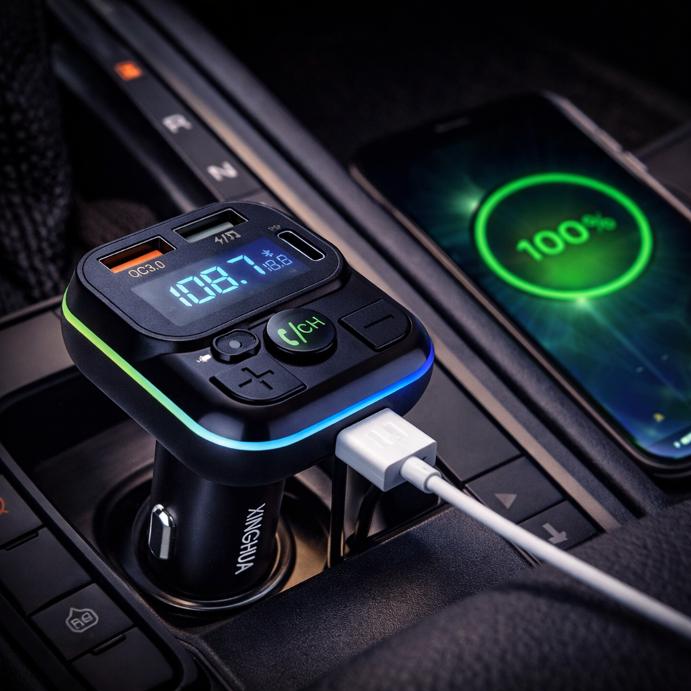 XINGHUA C32 Bluetooth FM Transzmitter Autóba – MP3 Lejátszó, USB Töltő, Kihangosító, LED Kijelző (BBV) 3