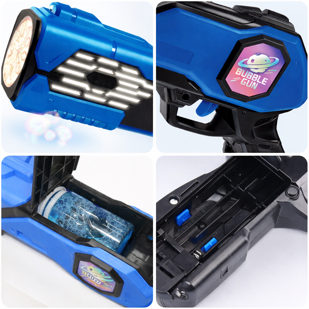 Aquablast automata buborékfújó gép gyerekeknek LED világítással és buborékfolyadékkal, kék (BBJ) 4