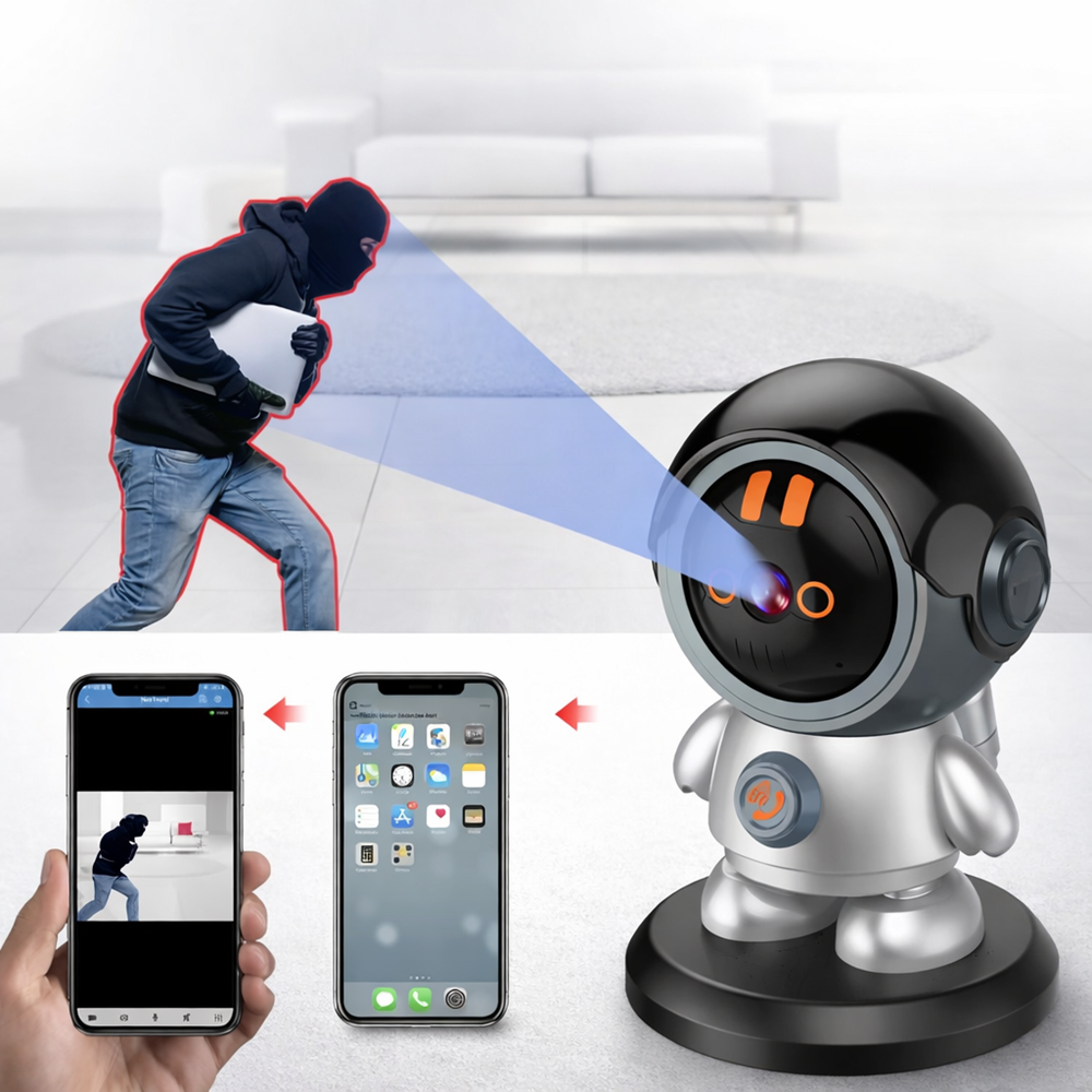 AstroCam asztronauta WiFi IP kamera 360° forgatható Full HD 1080P babafigyelő és kisállat megfigyelő éjjellátóval, kétirányú hanggal (BBD) 2